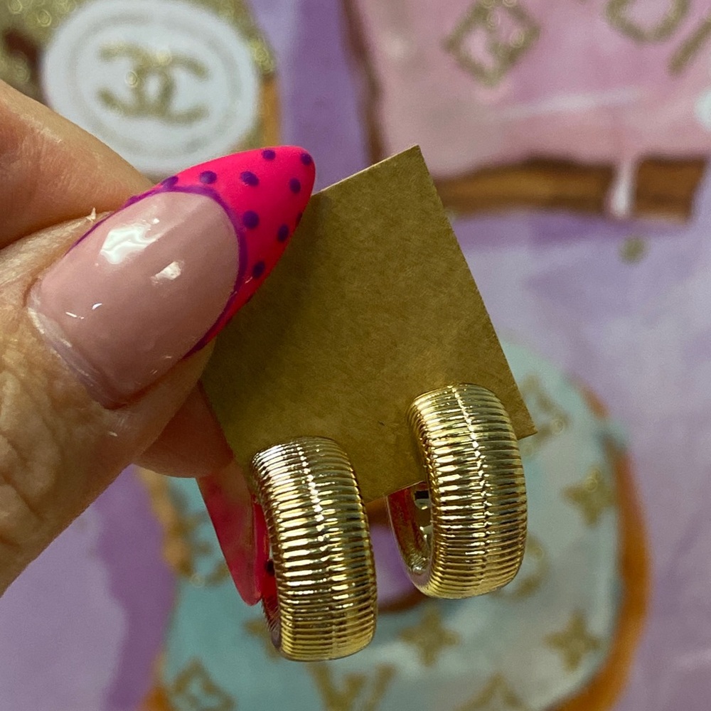 Gold Hinge Hoop Earrings NEW